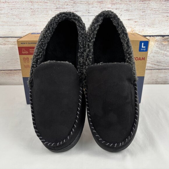Dearfoams Memory Foam Men's Slippers Black Size Large 11-12 - Picture 2 of 10